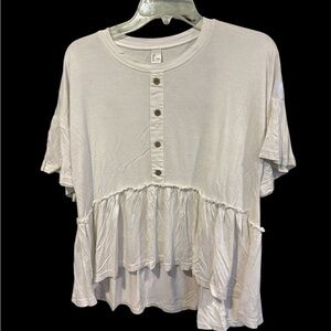 Women's White Button-Down Ruffle Top